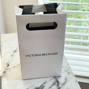 Victoria Beckham White Gift Bag Black Ribbon Handles Designer Shopping Bag Logo